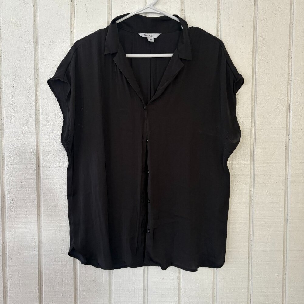Nine West Short Sleeved Satin Blouse - XXL